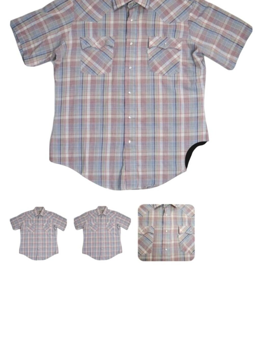 Levis Vtg Western Plaid Short Sleeve Pearl Snap Button Shirt S Multicolor Men's